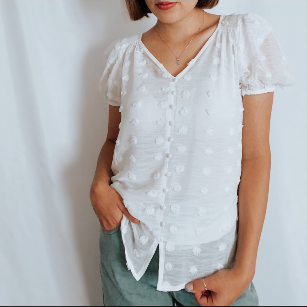 Swiss Dot Top White